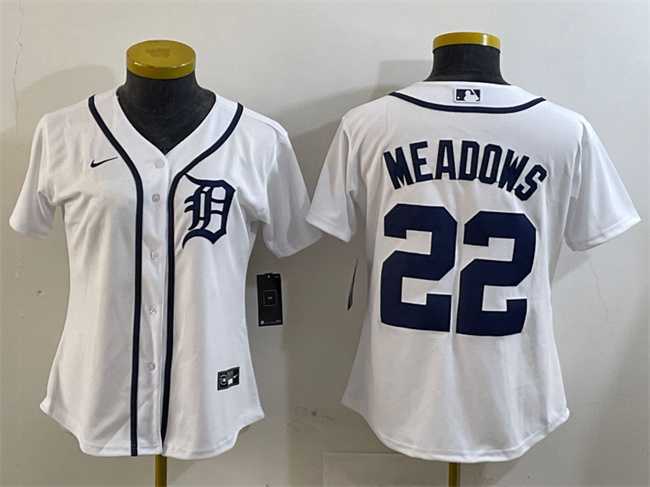 Women%27s Detroit Tigers #22 Parker Meadows White Cool Base Stitched Jersey